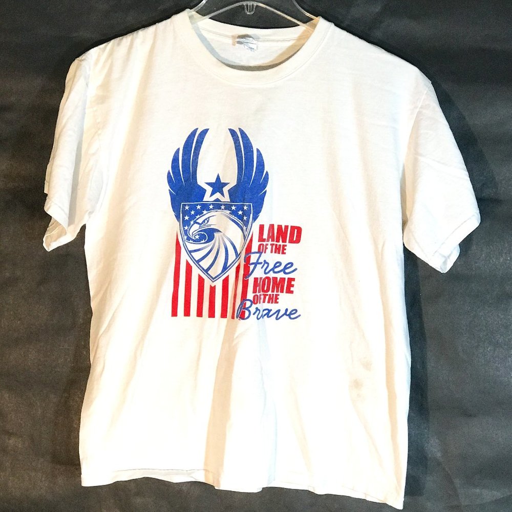 American Flag Stars Stripes Eagle Short Sleeve Red White Blue T Shirt Tee